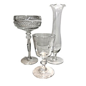 Set of 3 Fine Vintage Crystal Glasswares Riekes-Crisa, Steuben Signed **Read